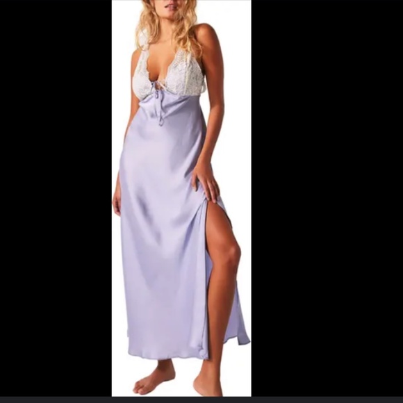 FP Free People Intimatley Country Side Lace Nightgown Lavender Purple Lilac XS - Picture 4 of 8